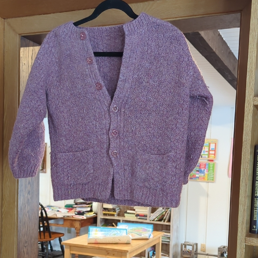 Purple Knit Cardigan Sweater